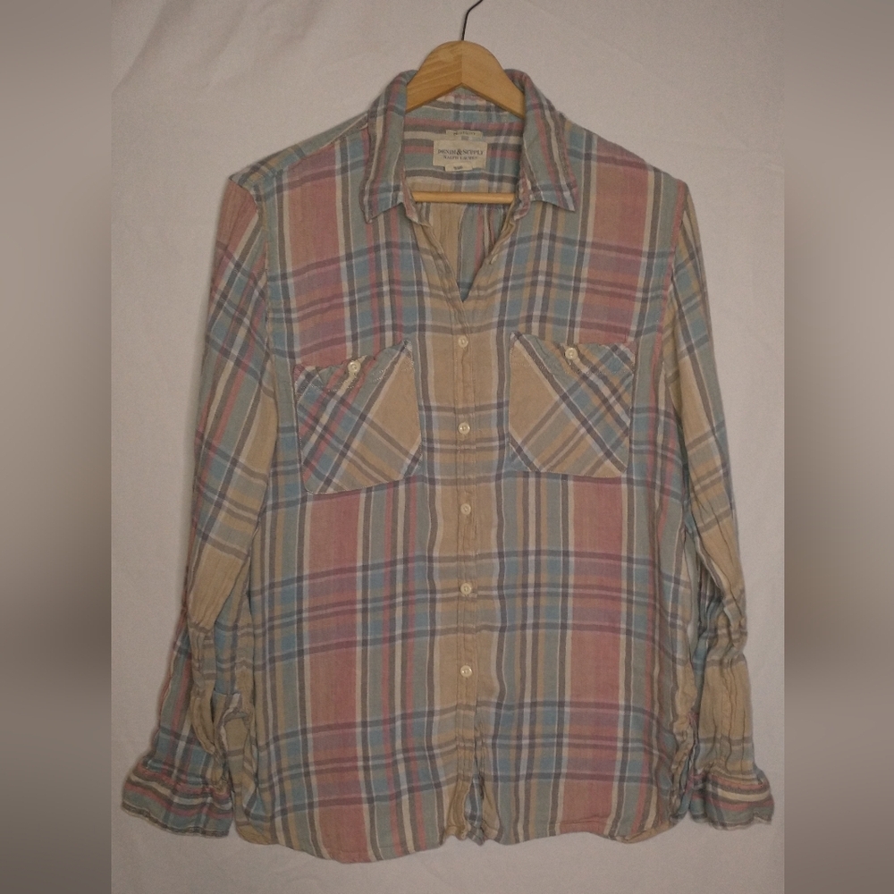 Ralph Lauren Multicolor Plaid Button-Up Shirt Women's Soft Comfy XL